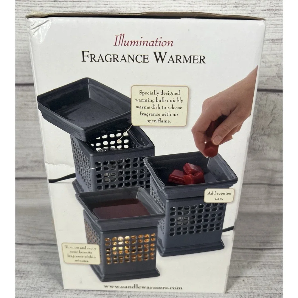 NIB Candle Warmers Etc Illumination Fragrance Warmer Quadra Gray Wax Melt Warmer